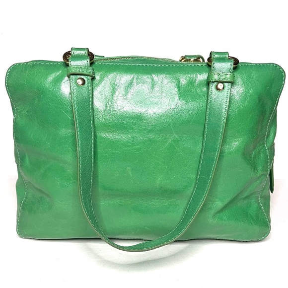 Badgley Mischka Nina Green Leather Studded Satchel Handbag - Picture 5 of 14